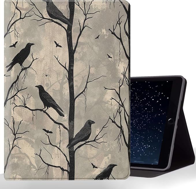 Tablet Case for iPad Air 13" M3/M2,iPad Pro 12.9" 6th/5th/4th/3rd Generation,Shockproof Protective Cover with Stand,Auto Wake/Sleep,Gothic Crow