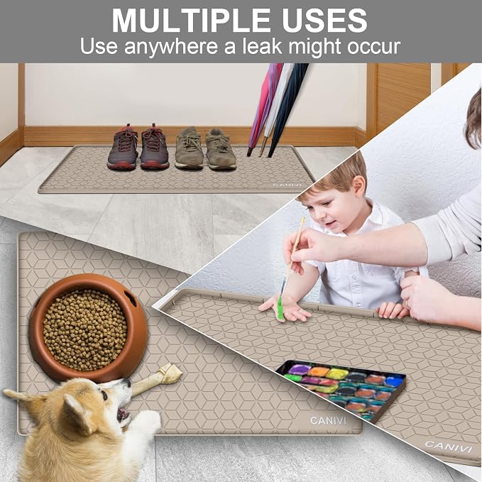 Under Sink Mat, 31"x22" Waterproof Tray for Cabinet, Holds 3 Gal | Silicone, Fits 36 inch Standard Cabinet,Leakproof & Easy Clean, Ideal for Kitchen & Laundry, Protects Shelf from Water Damage