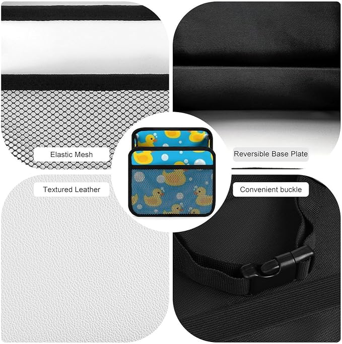 Headrest Backseat Storage Bag for Car Hanging Back Seat Organizer, Yellow | Rubber Duck Blue, Vehicle Trash Bag with Adjustable Buckle Auto Accessories Universal Fit