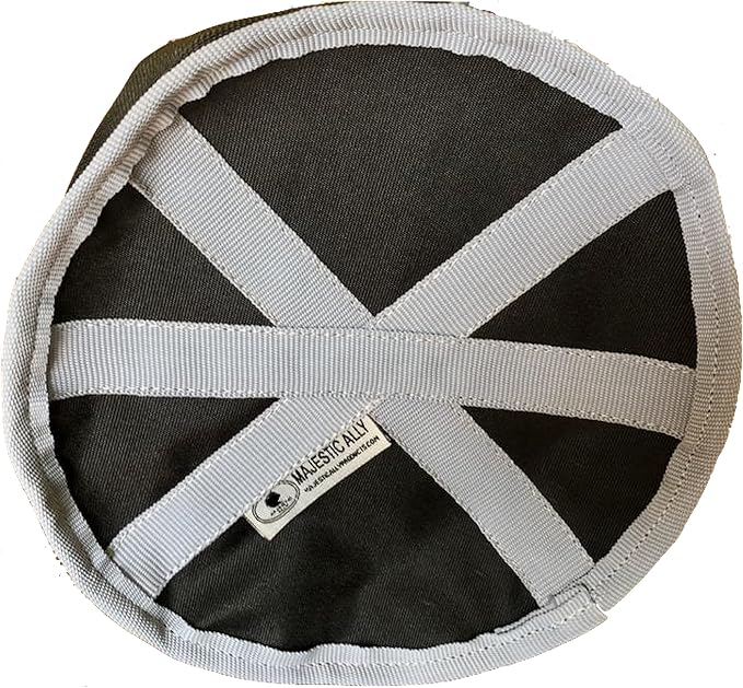 Majestic Ally Horse Feed Bag, Heavy Duty Nylon Mesh Grain Feed Bag, Adjustable Strap with Durable Snap and Elastic Straps, Comfort Neck Pad and Nose Pad- Large (Cob, Black)