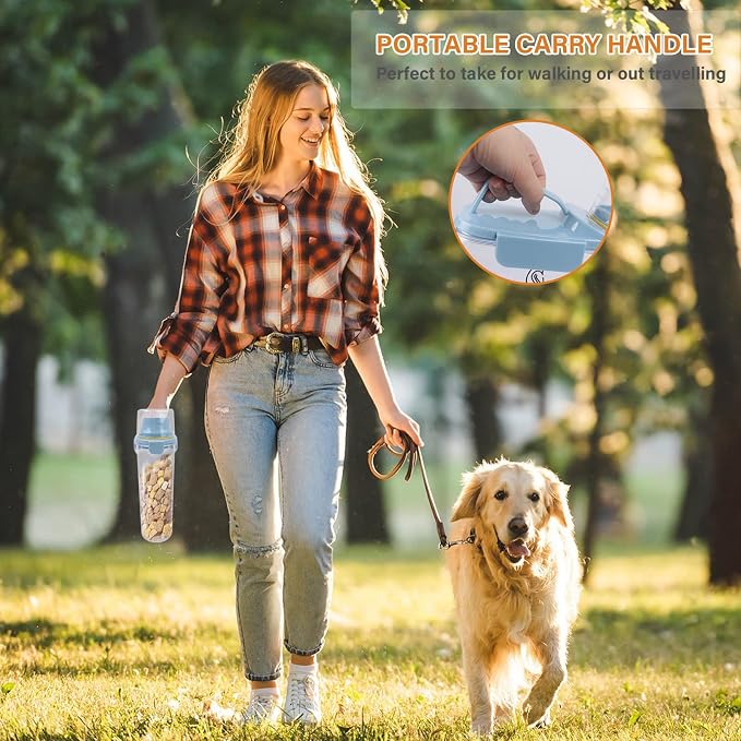 Cat Food Storage Container Airtight |3 Qt/2.8 L Clear Plastic Cat Puppy Food Treats Container with Measuring Cup|Hold up to 3.8lbs Pet Food|Portable Food Containers for Travel|BPA Free-Blue