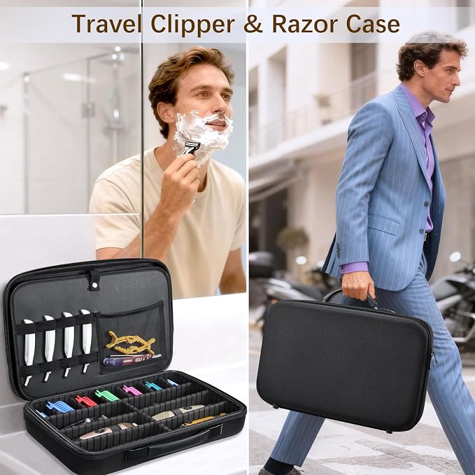 Barber Clippers Briefcase, 17-inch Hair Cutting Supplies Bag | For Groomer, Trimmer Razor Storage Case for Men, Pet Grooming Kits Organizer for Ufree/for Wahl/for Andis - Black