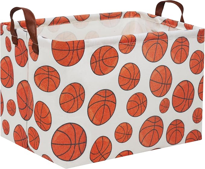 Rectangular Basketball Basket Kids Gift Basket Baby Toy Storage Bin Organizer Box Room Decor(Basketball)