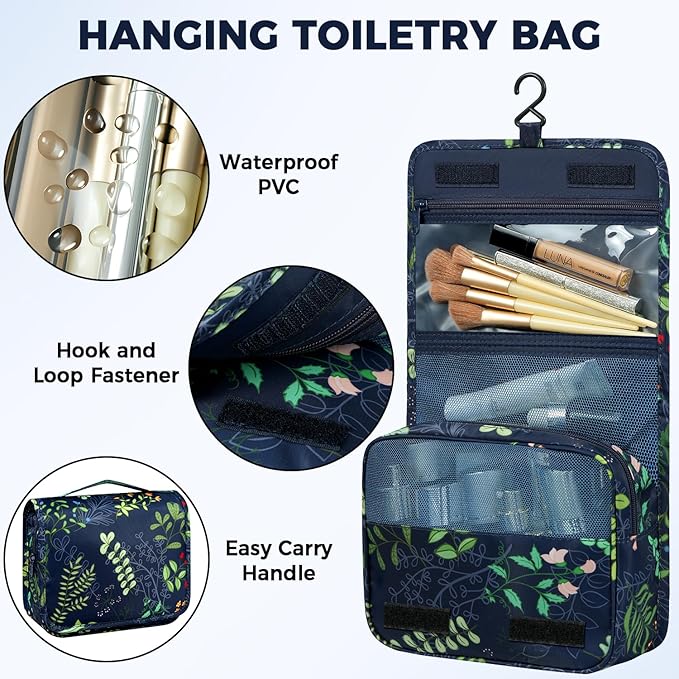BAGAIL 9 Set Packing Cubes with Packing List Luggage Packing Organizers for Travel Accessories (Navy leaf)
