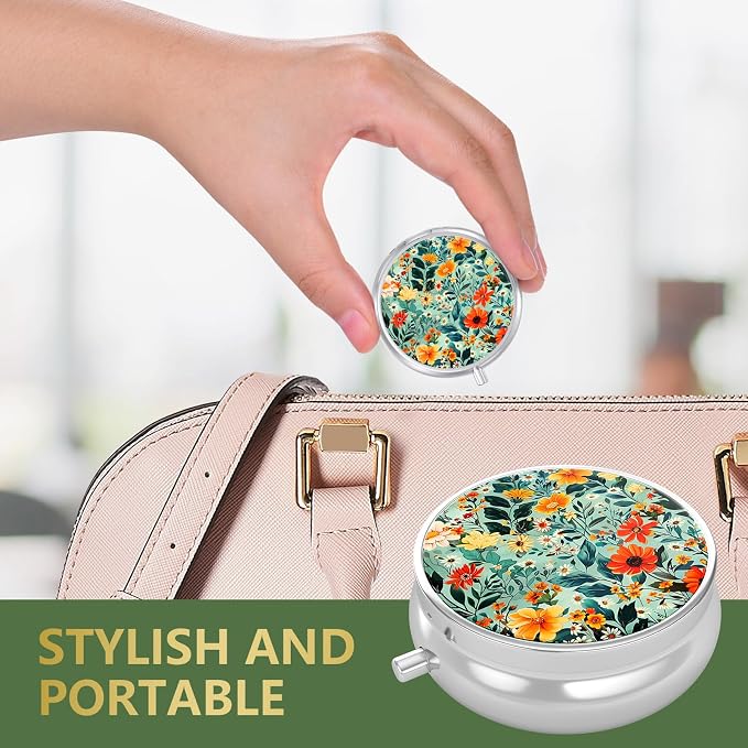 Pill Box, Small Pill Case for Purse & Pocket, Travel Medicine Organizer | Cute Travel Medicine Organizer, Portable Medicine Container Holder to Hold Vitamins, Medication, Fish Oil & Supplement