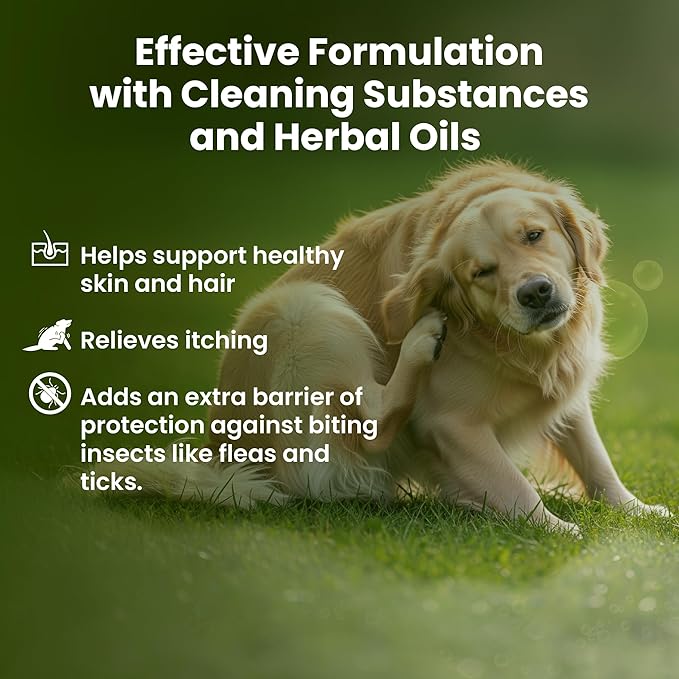 Bio PetActive Herbal Guard Dog Shampoo | pH Balanced Pet Shampoo for Healthy Skin and Coat | Itch Relief with Herbal Oils and Sensitive Paraben Free Formula | 8.45 oz