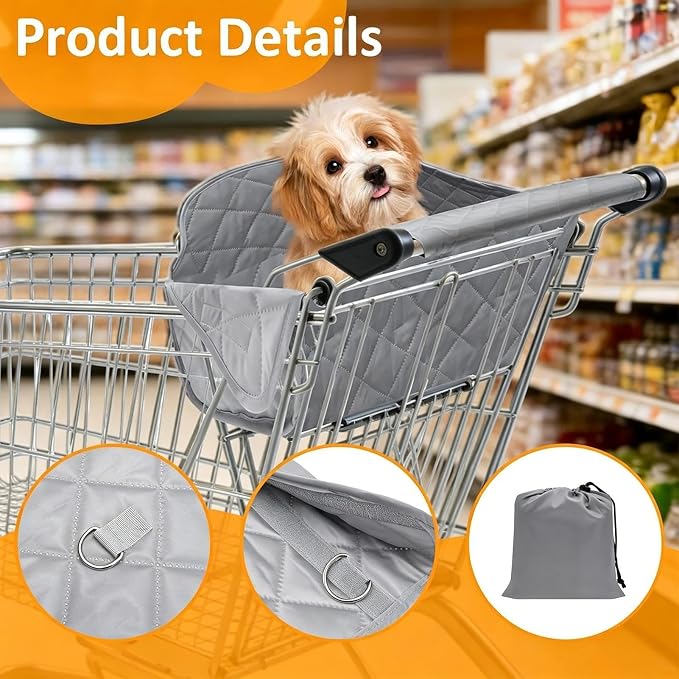 Dog Shopping Cart Cover - Waterproof Shopping Trolley Cover | Universal Foldable Portable Carts Protector for Outdoor Supermarket Public Space Restaurant Cafe