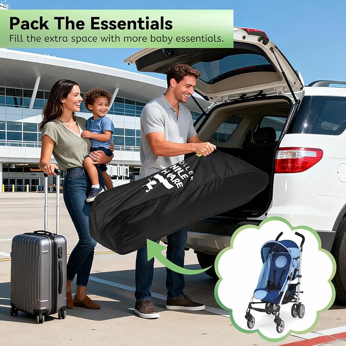 Umbrella Strollers Bag for Airplane, Stroller Travel Bag 42"H x 12"W x 12"D | Stroller Cover Accessories Fit Most Single Umbrella Baby Strollers, Baby Shower Gifts, Flying Essentials Gate Baggage Check