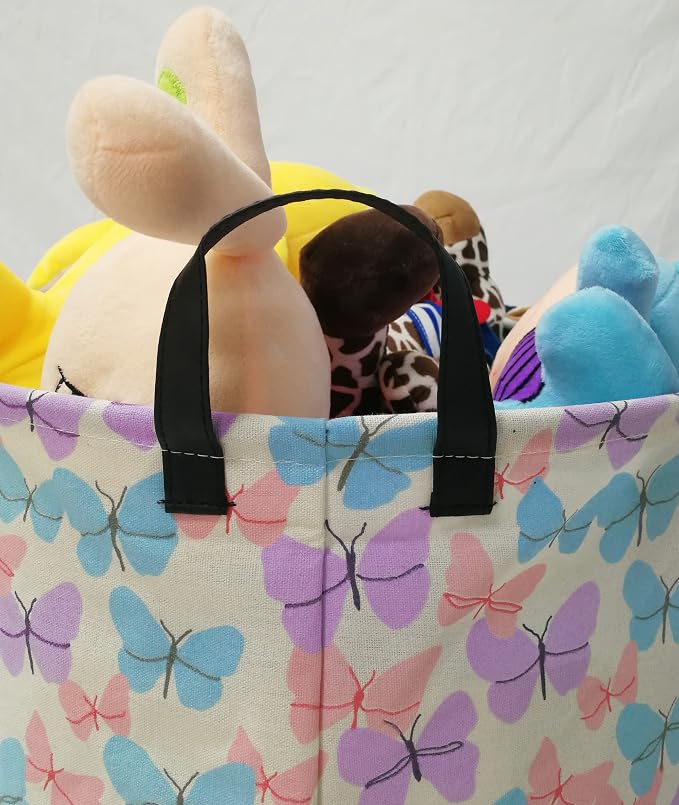 MAIZMZ Storage Bins Toys Box Kids Baby Hamper Waterproof Laundry Basket Canvas Collapsible Gift Organizer Bin for Home/Dorm/Kitchen/Pet/Office/Closet/Shelf/Gift Baskets(Butterfly)