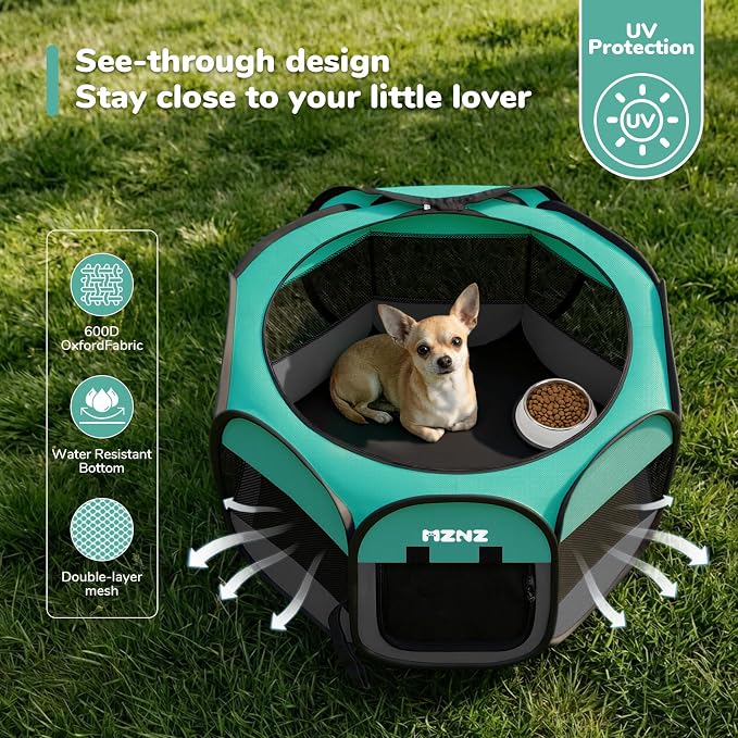 Dog Cat Small Animal Puppy Playpen Crate, Small, Blue | Portable Pop Up Pet Cage Enclosure Tent Kennel Indoor Outdoor with Carrying Case, No Assembly, Camping Use