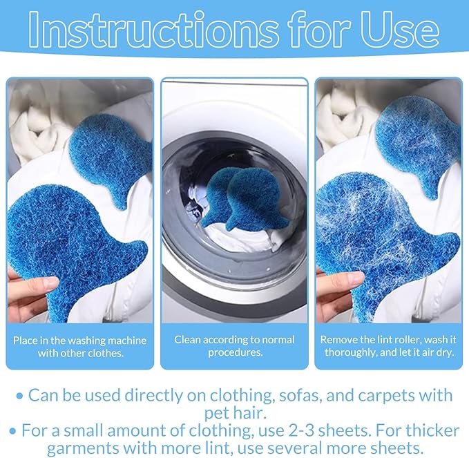6 Pcs Pet Hair Remover for Laundry - Reusable Laundry Pet Hair Effectively Removes Fur Catcher Tool from Clothing for Washing Machines Dryers Easy to Use Clean