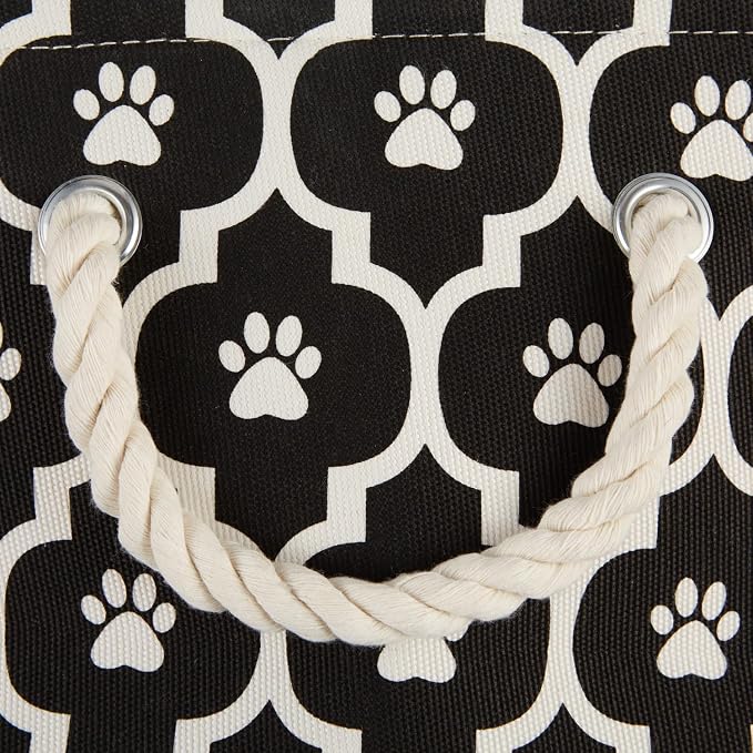 Bone Dry Pet Storage Collection Lattice Paw Print, Black, Small Rectangle