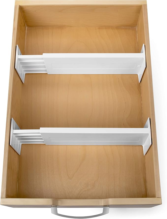 Dial Industries Dresser Drawer Organizer Dividers, Set of 2, 4.5" Deep | Slides apart to fit drawers of any length, Separates socks, underwear and small items, Great for bedroom or bathroom drawers
