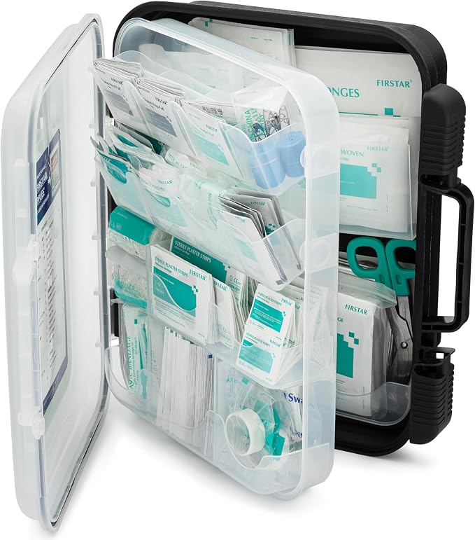 Large First Aid Kit Cabinet, Wall Mountable & Portable, OSHA Compliant | Tilting Shelves, Mounting Hardware Included, For Business, Office, School, Warehouse & Workplace