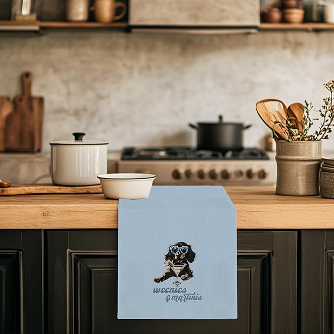 Dachshund Cocktail Kitchen Towels - Wiener Dog Dachshund Kitchen Decor, Dachshunds Gifts for Women, Funny Weenies Martinis Hand Towels for Kitchen Decorative 16x24 Inch