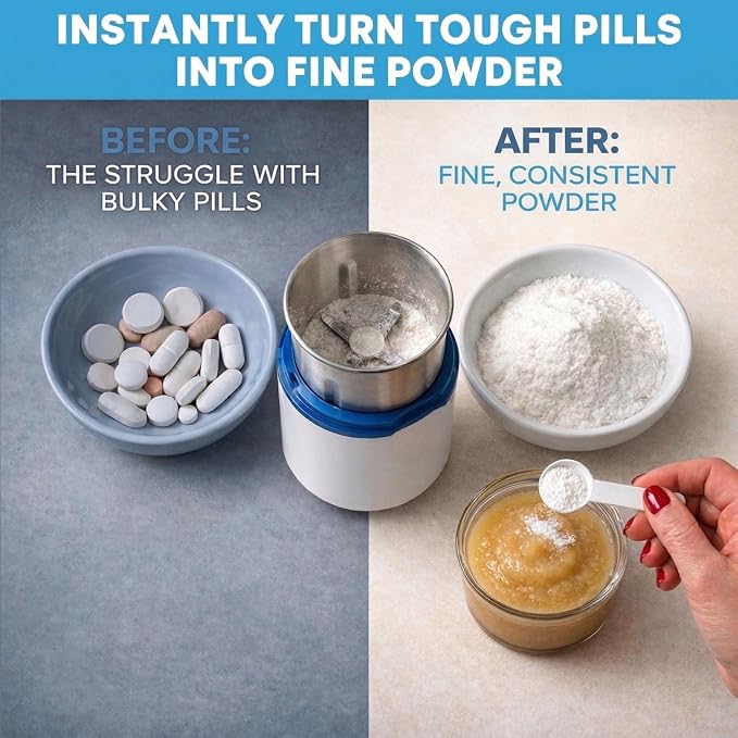 Electric Pill Crusher for Fine Powder: Pill Grinder to Handle 100+ Pills