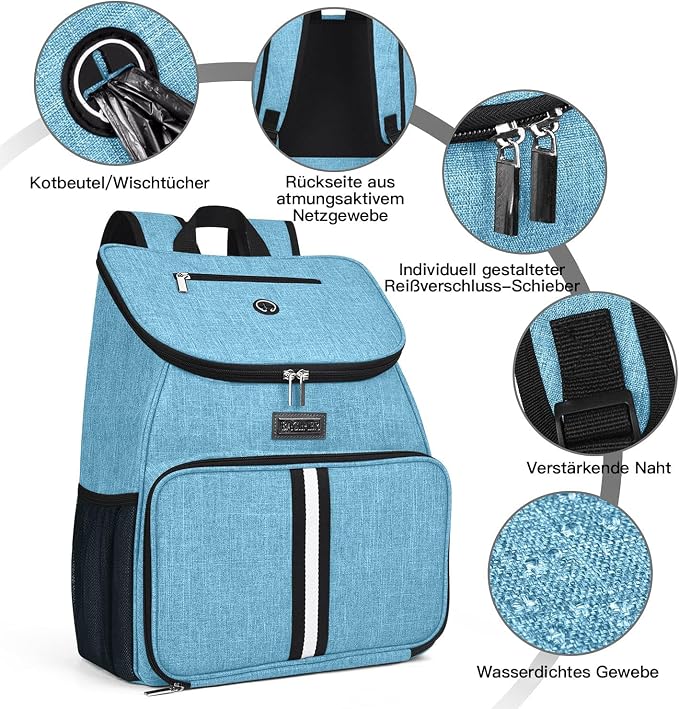 BAGLHER丨Dog Travel Bag, Airline Approved Pet Supplies Backpack, Dog Travel Backpack with 2 Silicone Collapsible Bowls and 2 Food Baskets