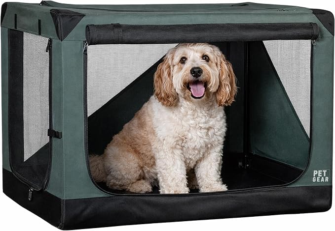Pet Gear Insta-Fold Soft Crate for Dogs, 30", Deep Pine | Folds Compact for Travel in Seconds, No Tools Required, Includes removable waterproof liner for easy cleaning