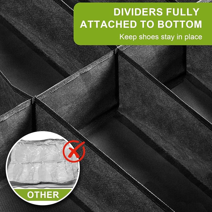 Shoe Organizer Under Bed, Fits 32 Pairs, Under bed Shoe Storage Boxes with Study Handles and Clear Cover, zapateras organizer for shoes, set of 2
