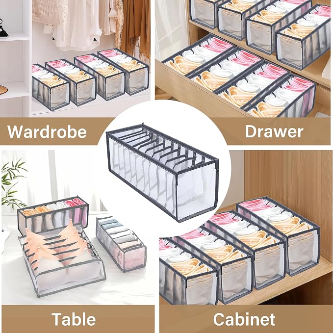 Drawer Organizer Clothes, Drawer Organizer for Clothing, Closet Organizers & Storage, Drawer Dividers for Clothes, Mesh Separation Box for Thin Jeans, Trousers, T-shirts, Skirts