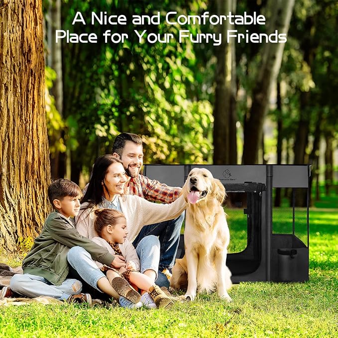 ROMANTIC BEAR Dog Playpen,Foldable Pet Puppy Cat Playpen,M(32"x24"x22") | Dog Crate with Upgrade Breathable Mesh and Durable 600D Oxford Cloth,Sturdy Dog Cage Indoor & Outdoor for Small Animals,Grey
