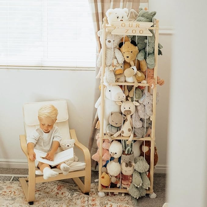 Mloong Stuffed Animal Storage,54in Wood Zoo Cage, Large Plush Toy Organizer | Space Save Toy Organizer, Extra Large Capacity Plush Toy Cage,Stuffed Animal Holder,Gift for Nursery Playroom Kidroom Bedroom
