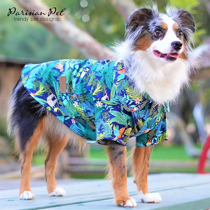 Parisian Pet Amazonia Dog Shirt - Cotton Clothes for Medium Dogs - Stylish Tropical Dog Outfit - Lightweight and Soft Puppy Clothes - Trendy Tshirts for Dogs - Comfortable Summer Pet Apparel