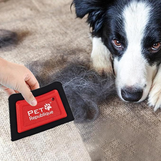 Pet Republique Fur Removing Tool for Carpet & Upholstery – Reusable Rubber Scraper/Detailer for Furniture, Carpet, Upholstery & Car to Lift Embedded Fur