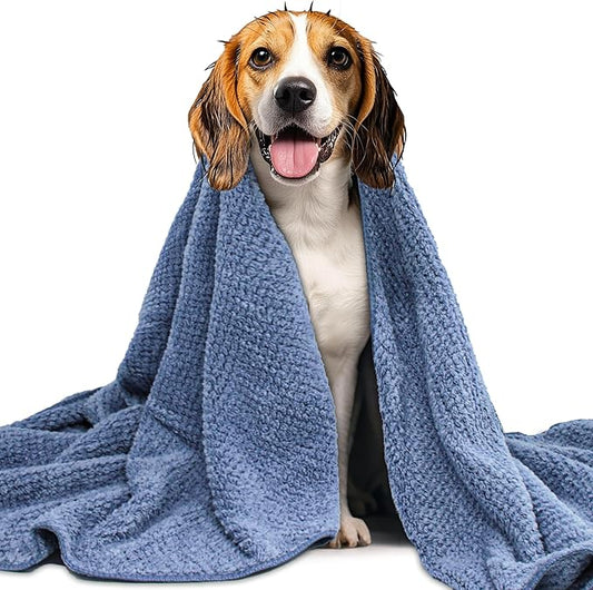 NVNAN Microfiber Dog Towels - 40x24 Inch, Super Absorbent & Quick - Drying, Soft Pet Grooming Towel for Small & Medium Dogs & Cats, Blue