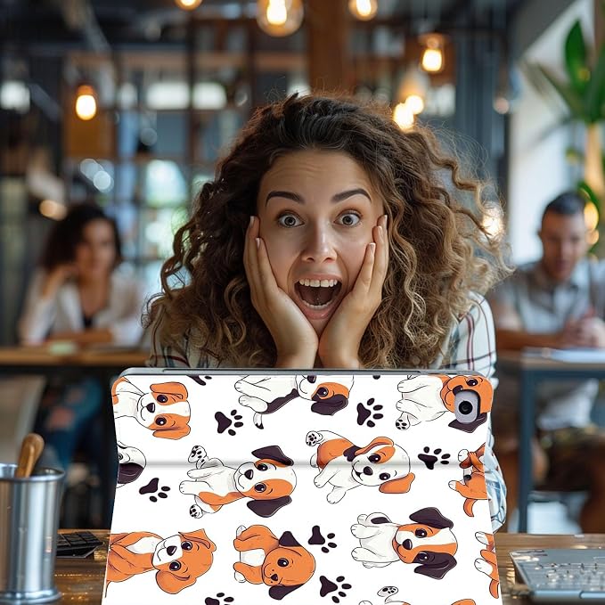 for Microsoft Surface Go 4/3/2/1-10.5" 2021 Tablet Case,Auto Wake/Sleep,Adjustable Stand Protective Cover - Cute Cartoon Dog