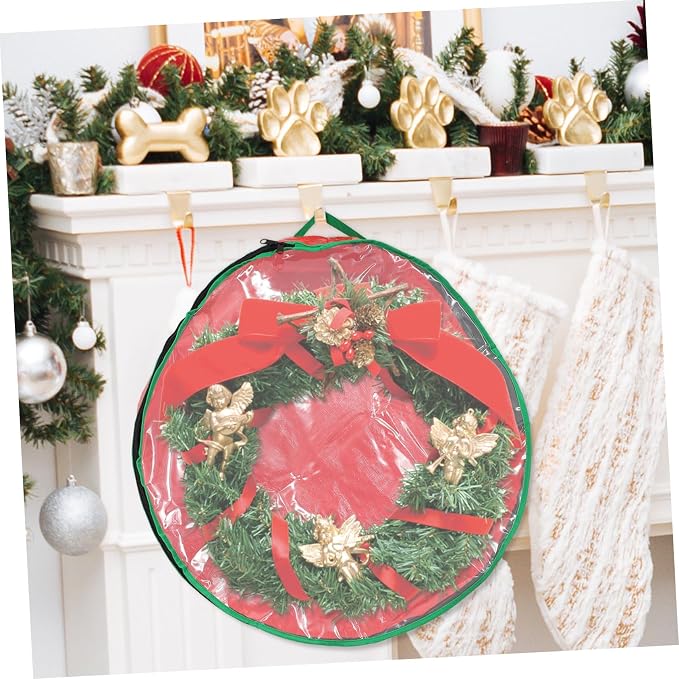 Cabilock 1Pc Christmas Garland Storage Bag with Clear Window Wreath Container for Holiday Decorations and Dust for Wedding and Party Supplies