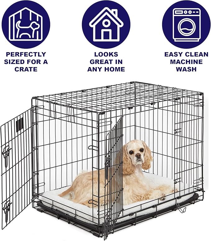 MidWest Homes for Pets QuietTime XXS Dog Bed - White Fleece Bolster, Ultra-Soft and Machine Washable, Fits 18-Inch Crates and Carriers, for Small Dogs and Cats