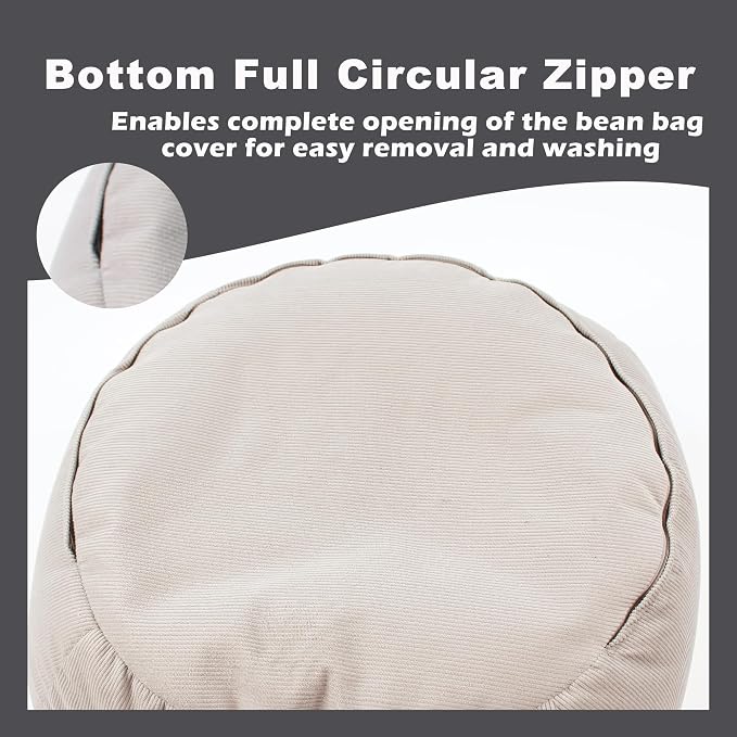 LPMOERA Stuffed Animal Storage Soft Bean Bag Chair Cover No Filler Black | Skin-Friendly,Portable,Wide Easy-Load Opening,Hidden Zipper,Decorative Organizer