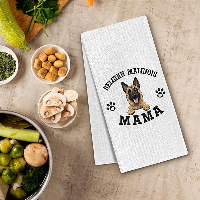 Belgian Malinois Kitchen Towels, Dog Mama Belgian Malinois Gifts for Women & Dogs Moms, Dog Lover Gifts Decorative Hand Towels for Bathroom, 16x24 Inch