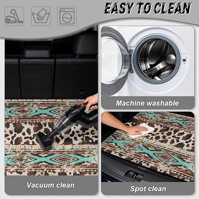Howilath Aztec Tribal Cow Print Trunk Mat for SUV All Weather Car Cargo Liner Universal Trunk Floor Mat Vehicle Interior Protection Accessories for Most Cars