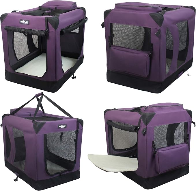 EliteField 3-Door Soft Dog Crate with Bed & Carrying Bag (2-Year Warranty) | 3 Mesh Doors, Steel Frame, Removable & Washable Crate Cover and Bed Cover, Storage Pockets, Indoor/Outdoor, Foldable