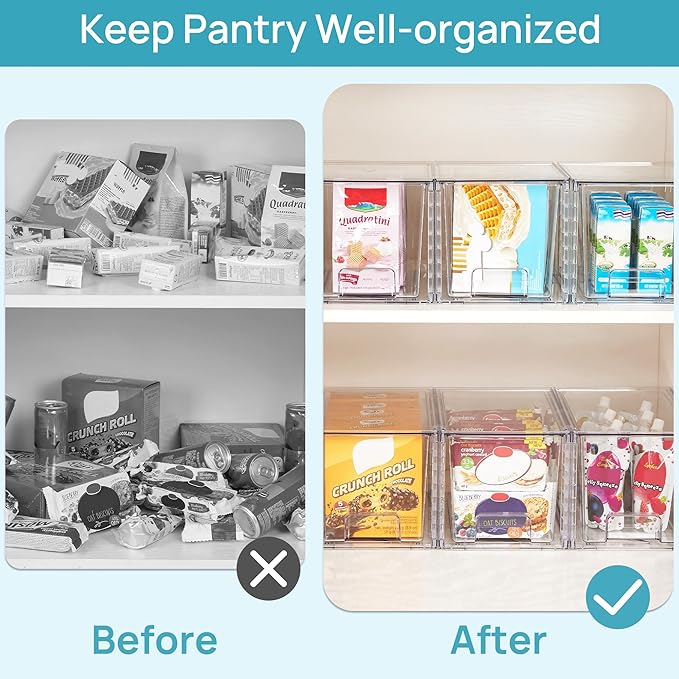 Vtopmart 8 Pack Stackable Clear Pantry Storage Drawers, Large