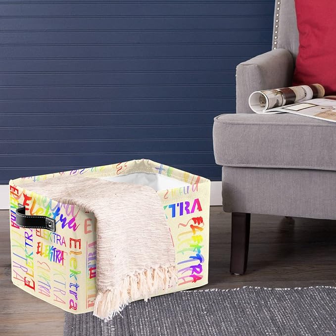 Personalized Storage Bins with Name Custom Kids Storage Basket Cubes Organizer with Handles for Organizing Boys and Girls Toys Shelf Closet Nursery Baskets Boxes, 1 Pack
