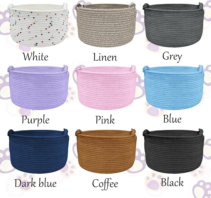 Personalized Dog Cat Toy Basket, Custom Cotton Rope Storage Basket with Name for Pet Supplies, Customized Puppy Kitten Organizer for Snacks, Toys, Blankets – Easter Birthday Gift for Pets
