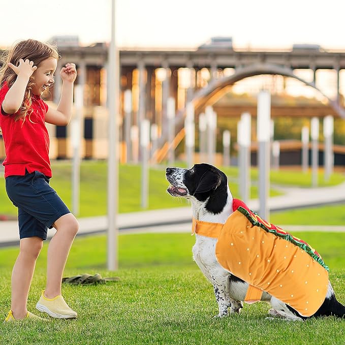 VILLCASE Creative Dog and Cat Christmas Costume Orange Polyester Pet Garment with Wearable Design and Easy to Wear Features, for Holiday Party and Festival Outfits