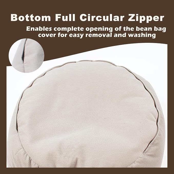 LPMOERA Stuffed Animal Storage Soft Bean Bag Chair Cover No Filler Caramel | Skin-Friendly,Portable,Wide Easy-Load Opening,Hidden Zipper,Decorative Organizer