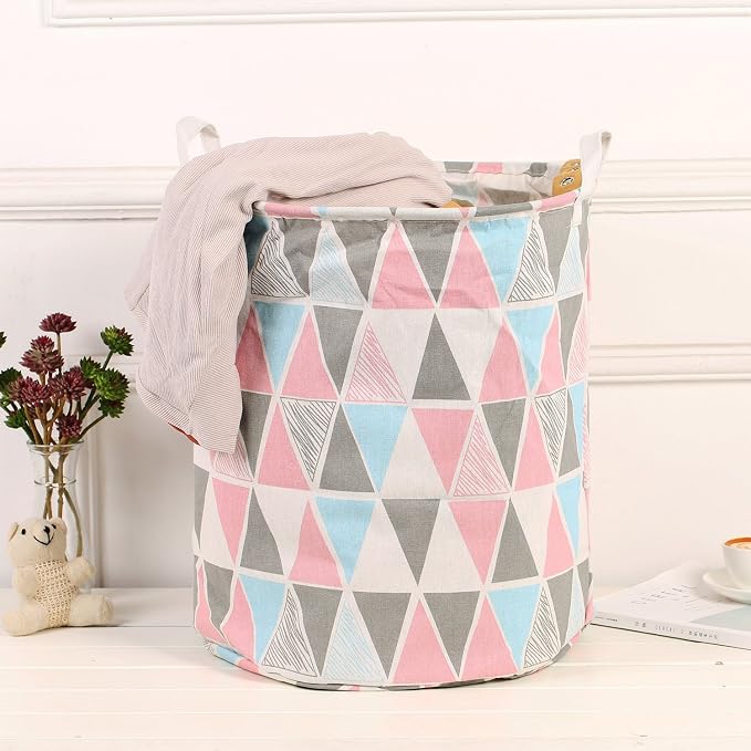 Merdes 19.7’’ Waterproof Foldable Laundry Hamper, Dirty Clothes Laundry Basket, Linen Bin Storage Organizer for Toy Collection (Triangle)