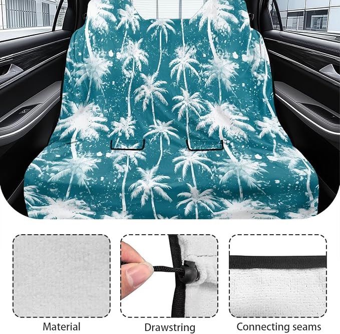 Renewold Car Back Seat Pet Cover for Dogs Cats Auto Seat Towel Cover Vehicles Rear Bench Towel with Storage Bag Blanket for Yoga Picnic Gym Tropical Coconut Tree Car Travel Accessories Decor Large