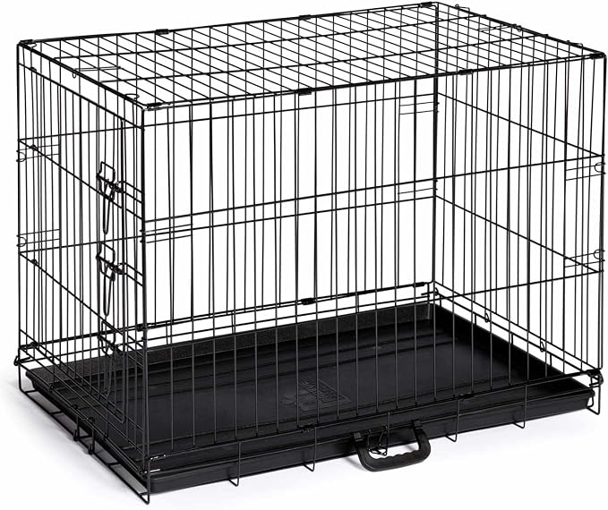 Prevue Pet Products Home On-The-Go Single Door Dog Crate Indoor - M, Black | Medium Collapsible Dog Cage for Travel, and Outdoor Use, Foldable Kennel Design, Deep Plastic Pan