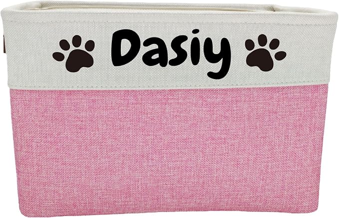 Large Personalized Dog Toy Basket Custom Dog Toy Box Foldable Dog Gift with Pet's Name for Dog Chew Toys, Clothing,Stuff