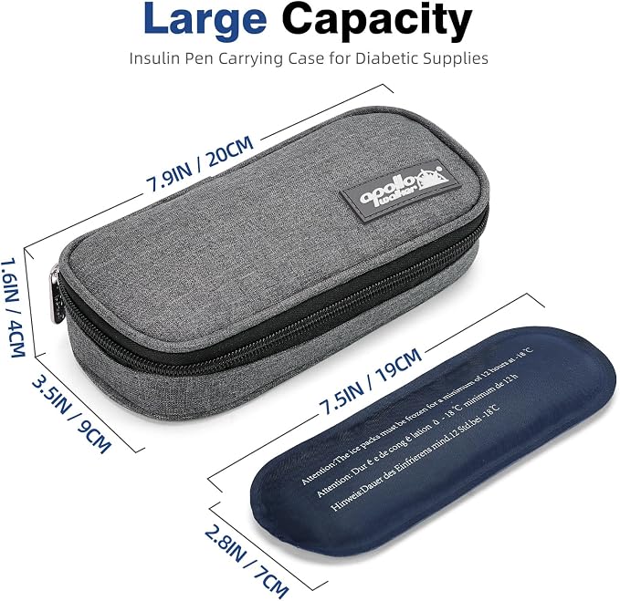 apollo walker Insulin Cooler Travel Case Diabetic Medication with Ice Packs and Insulation Liner insulin cooler travel case tsa approved