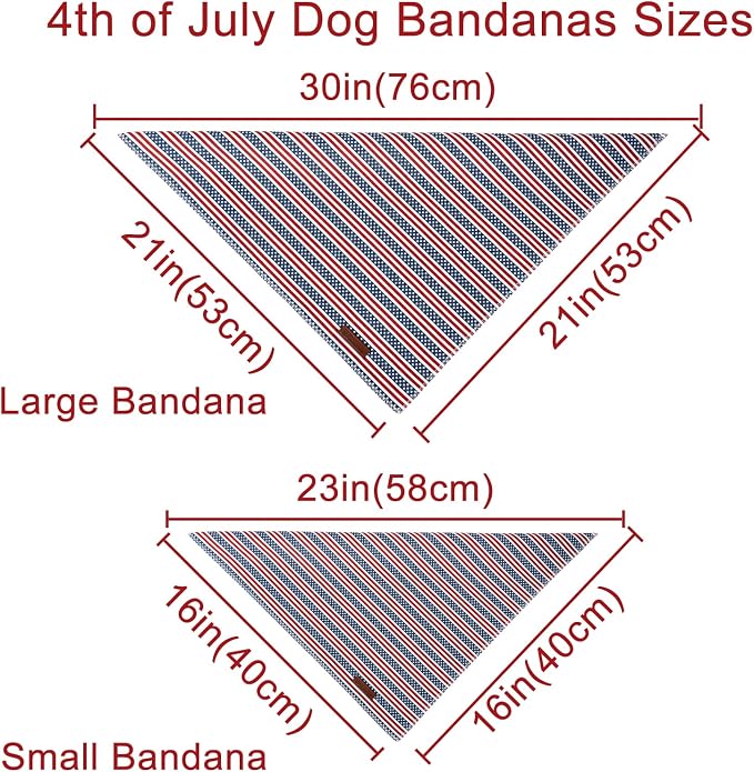 4th of July Dog Bandana, Patriotic Puppy Bandana for Small Medium Dog, Cotton American Flag Pet Triangle Bid Scarf Kerchief for Girl Boy Dogs or Cats