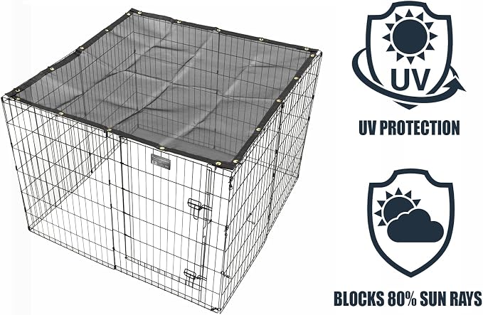 MidWest Homes for Pets Dog Exercise Pen Mesh Sunscreen Top for Dog Pens and Playpens, UV Resistant, Blocks Harmful Sun Rays, Hardware Included, Black, 540-SS
