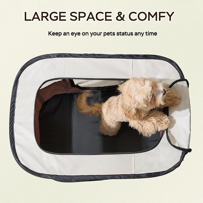 XRG Foldable Pet Playpen,Indoor Cat cage Puppy Crates L(35.4"x27.6"x23.6") | Portable Dog Crates with Upgrade Breathable Mesh，Sturdy Cat Kennel Indoor & Outdoor for Rabbit or Small Animals，Brown