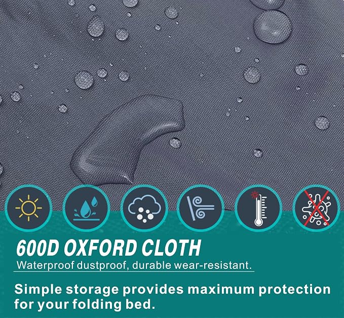 Folding Bed Storage Cover for 38" Rollaway Bed, 600D Waterproof Gray | Protect your folding bed from dust, moisture and dirt with a durable 600D cover featuring zipper access for easy storage